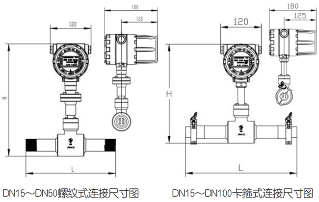 管道式氧氣流量計(jì)尺寸圖一