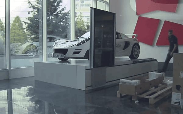 汽車工業的透視電動滑軌交互展示